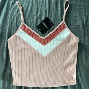 Forever 21 Pink Chevron Detailed Crop Tank